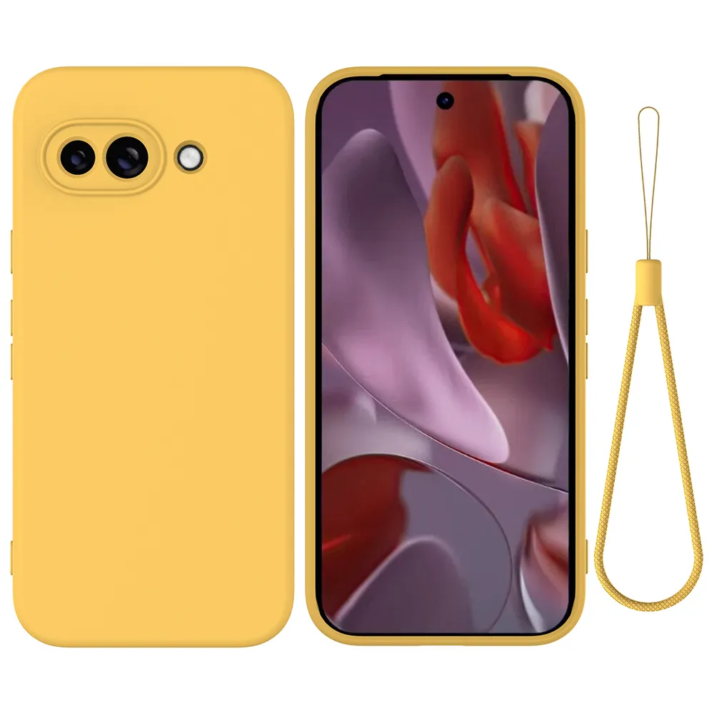 For Google Pixe 9A Case Liquid Silicone Phone Back Cover with Hand Strap