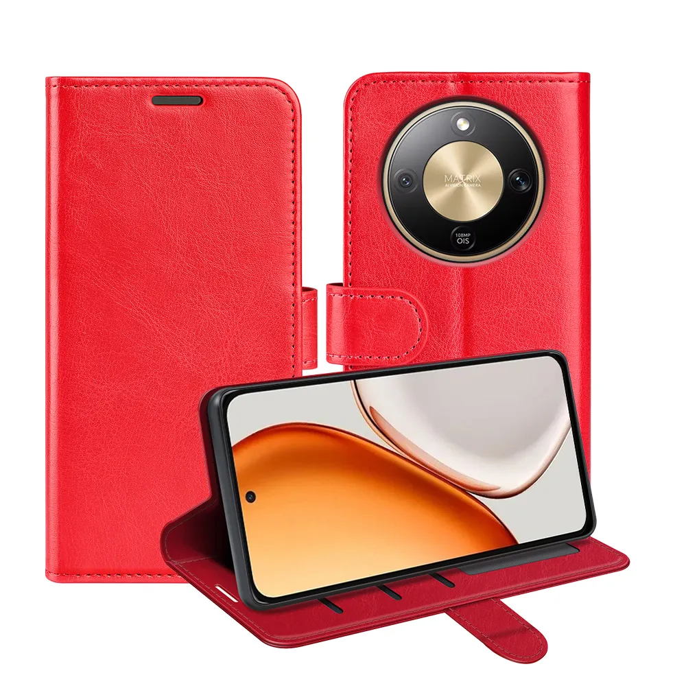 For Honor X9d R64 Pattern Single Folded Edge Folio Flip Leather Wallet Phone Case