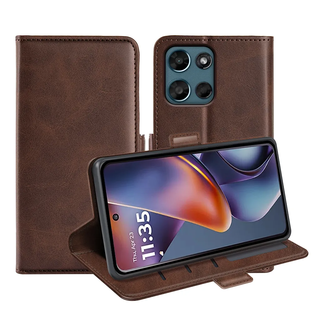 For Motorola Moto G 5G 2026/Moto G Play 5G 2026 Double Buckle Wallet Style Folio Flip Leather Case with Stand and Card Slots Function