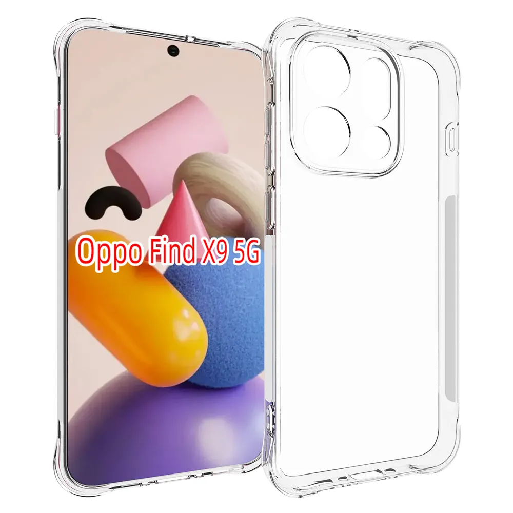 Oppo Find X9 5G Anti-Fingerprint Non-Slip Waterproof Four Corners Shockproof Transparent Soft TPU Back Cover Protective Case