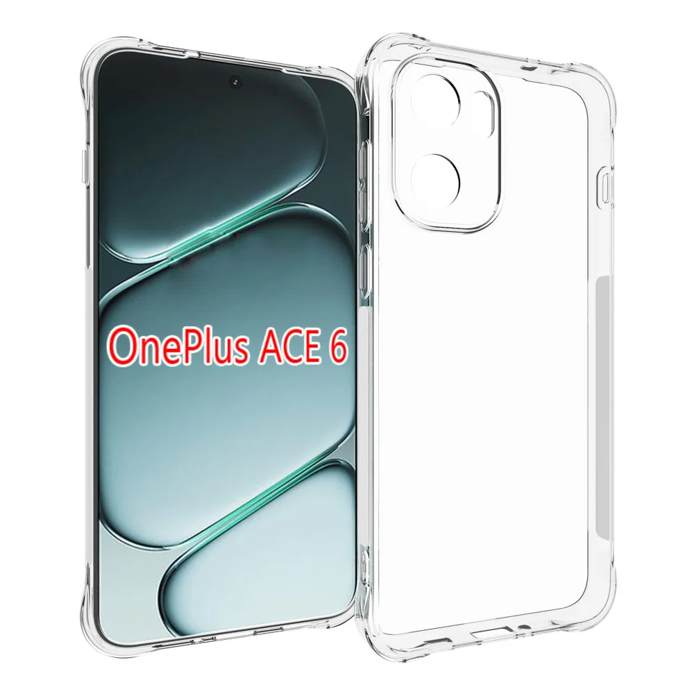 OnePlus ACE 6 Anti-Fingerprint Non-Slip Waterproof Four Corners Shockproof Transparent Soft TPU Back Cover Protective Case