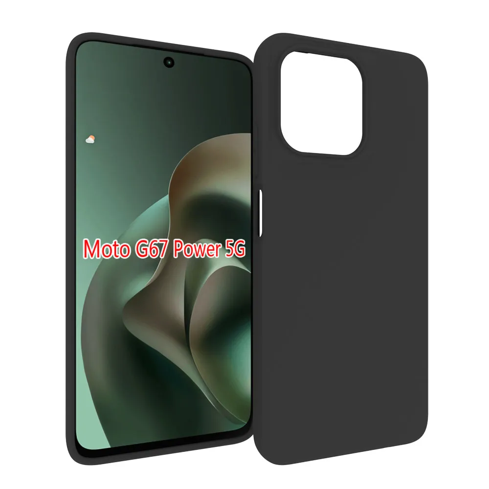 For Motorola Moto G67 Power 5G Black Matte Shockproof Durable Soft TPU Back Cover Phone Case 