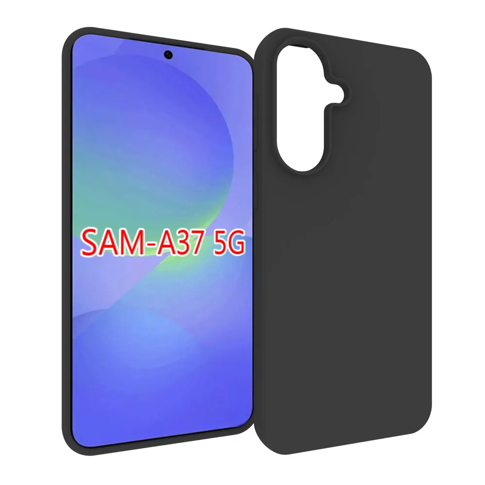 For Samsung Galaxy A37 Black Matte Shockproof Durable Soft TPU Back Cover Phone Case 