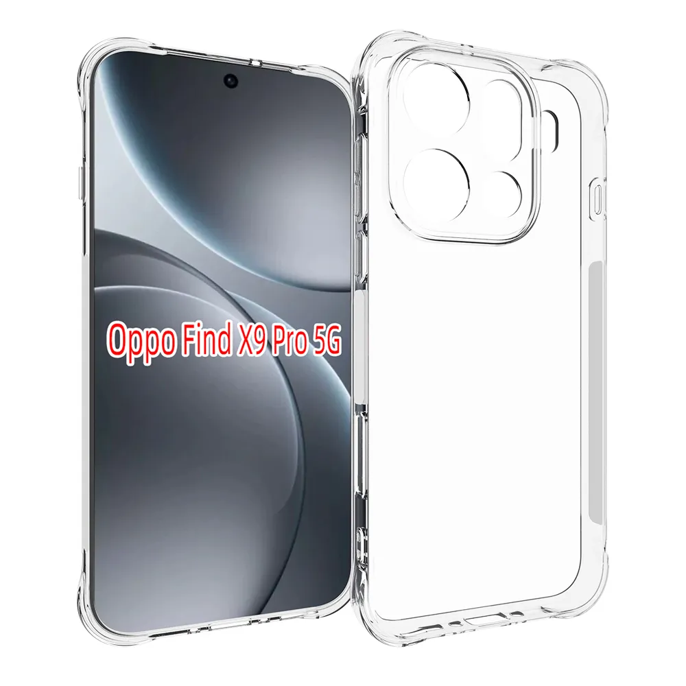 Oppo Find X9 Pro 5G Anti-Fingerprint Non-Slip Waterproof Four Corners Shockproof Transparent Soft TPU Back Cover Protective Case