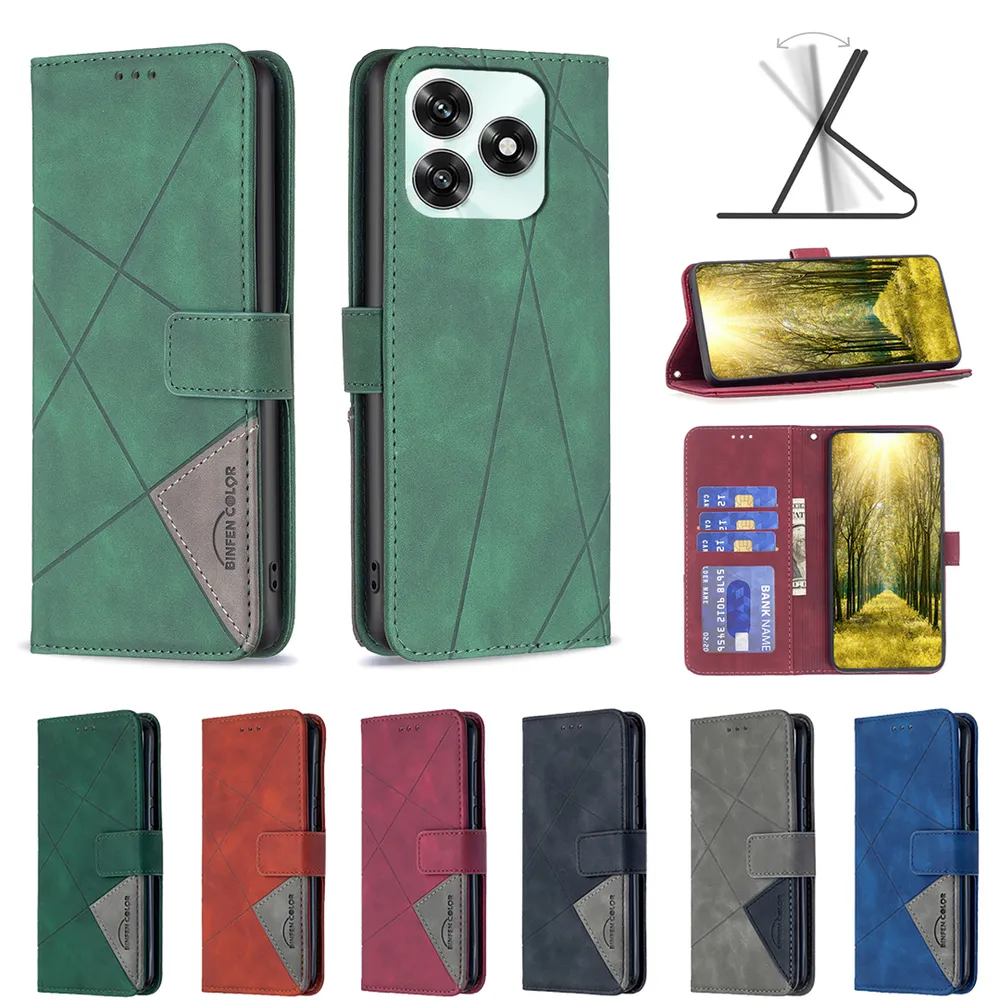 BF05 For Honor X5C / X5C Plus Stitching Rhombus Pattern Folio Flip PU Leather Wallet Phone Case