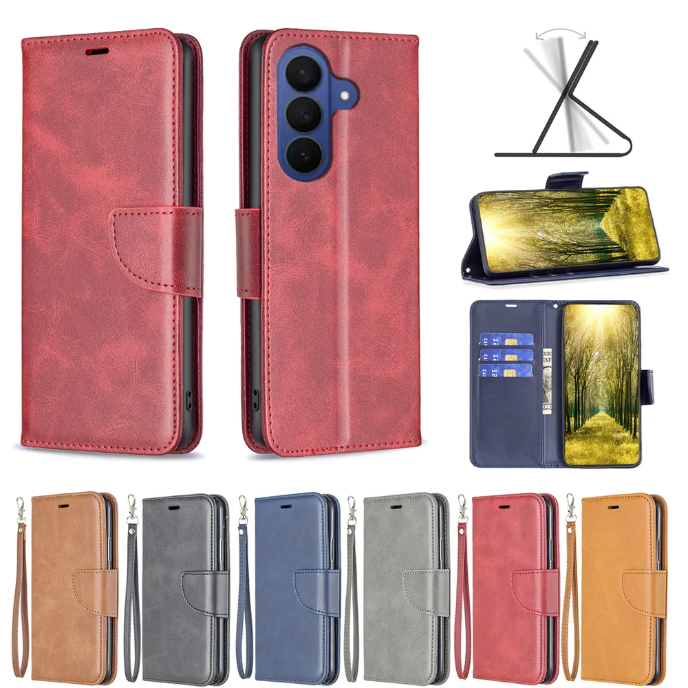 For Samsung Galaxy S26 Pro Solid Color Sheep Pattern Scratch Resistant Wallet Leather Case