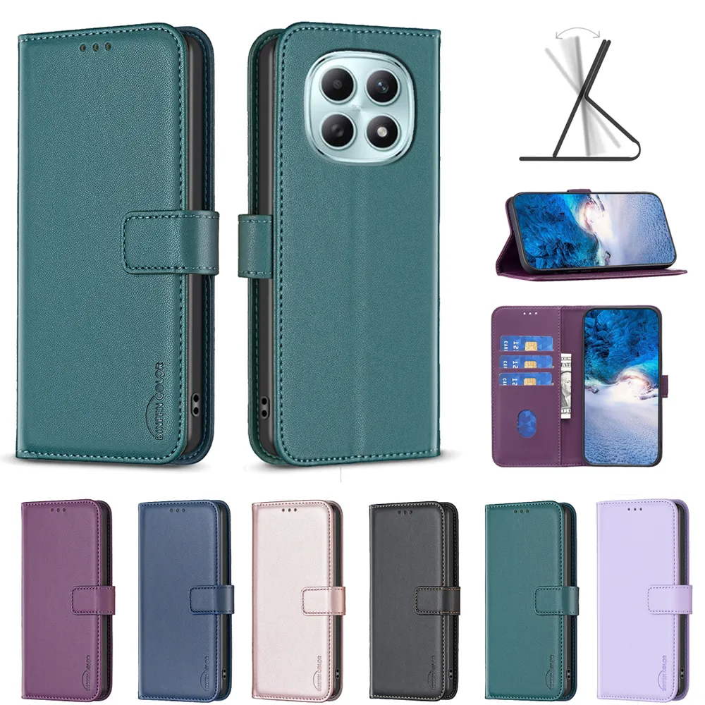 BINFEN COLOR BF17 For Xiaomi Redmi Note 15 5G PU Leather Wallet Case Magnetic Folio Flip Stand Phone Cover