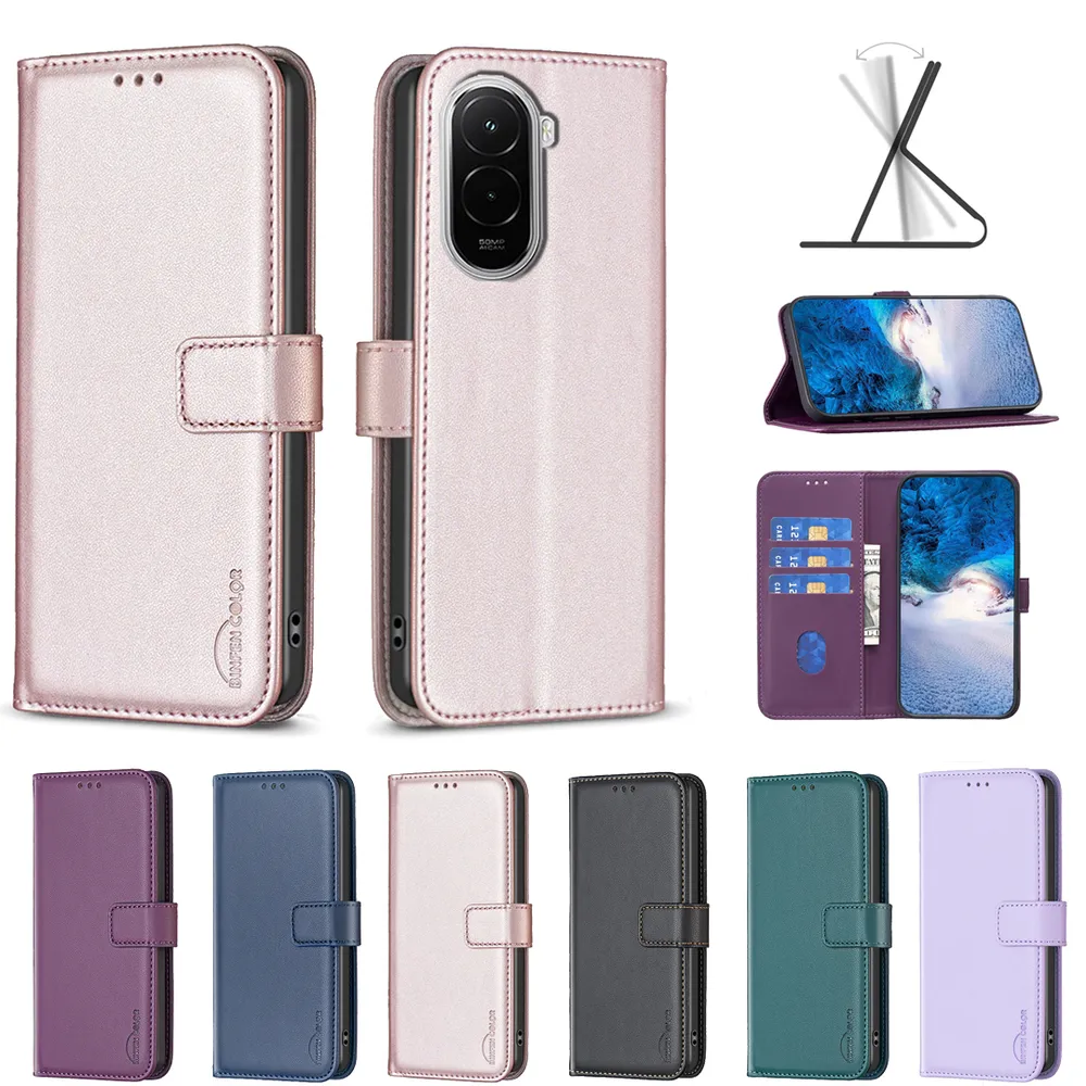 BINFEN COLOR BF17 For Xiaomi Poco M7 4G (169mm) PU Leather Wallet Case Magnetic Folio Flip Stand Phone Cover