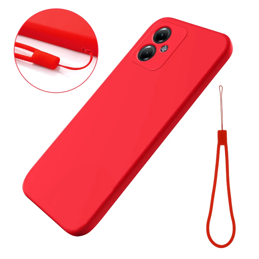 For Motorola Moto G54 5G Case Liquid Silicone Phone Back Cover with Hand Strap