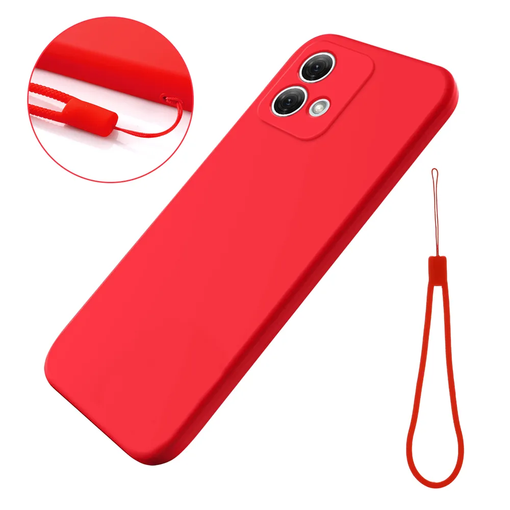 For Motorola Moto G84 5G Case Liquid Silicone Phone Back Cover with Hand Strap