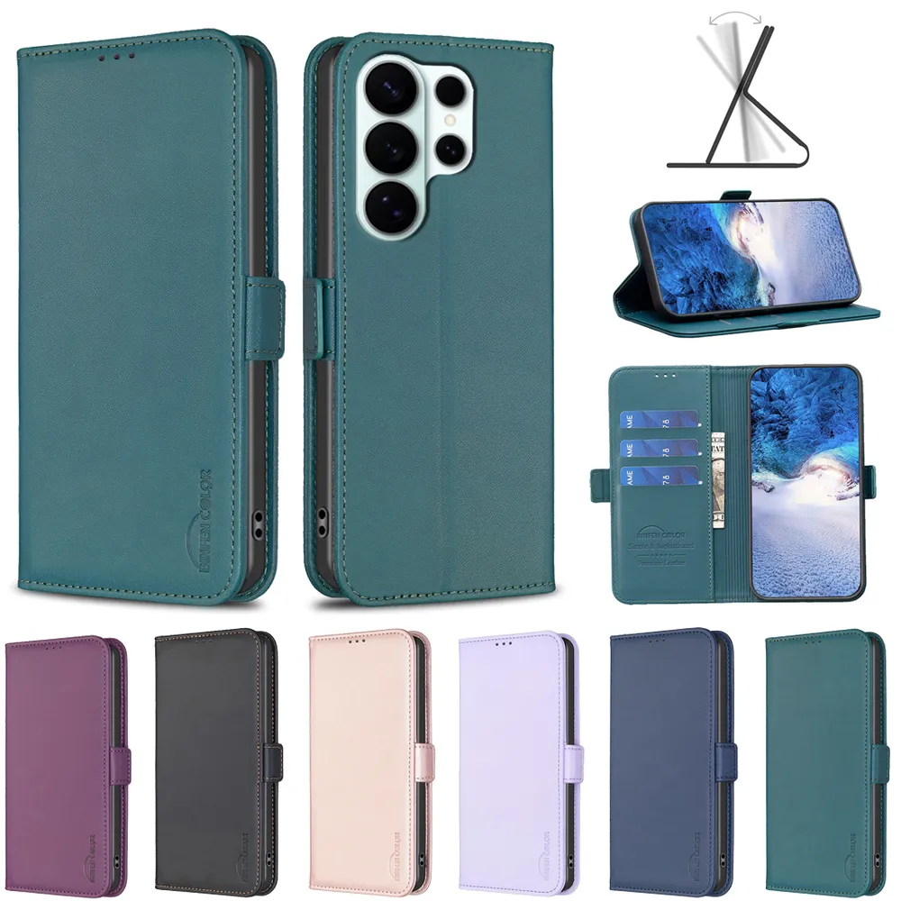 BINFEN COLOR BF31 For Samsung Galaxy S26 Ultra Case PU Leather+TPU Magnetic Stand Wallet Phone Cover