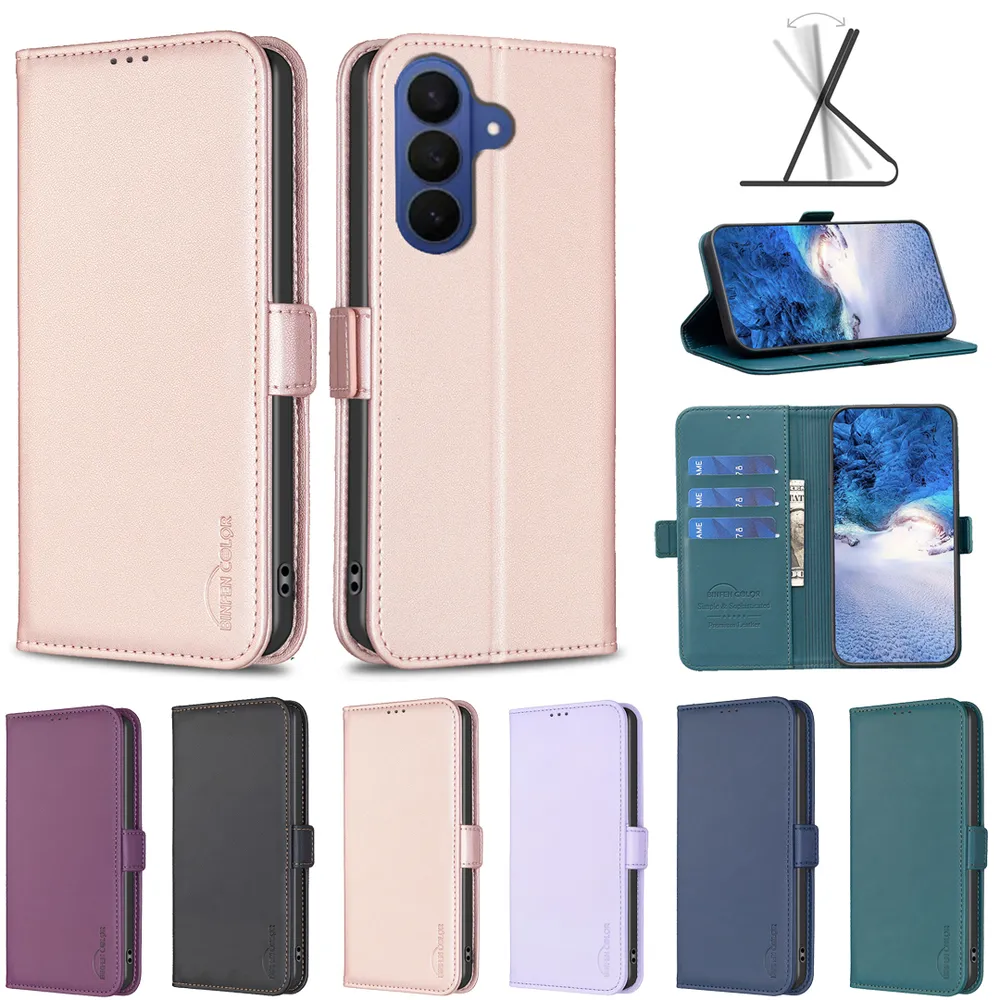 BINFEN COLOR BF31 For Samsung Galaxy S26 Pro Case PU Leather+TPU Magnetic Stand Wallet Phone Cover