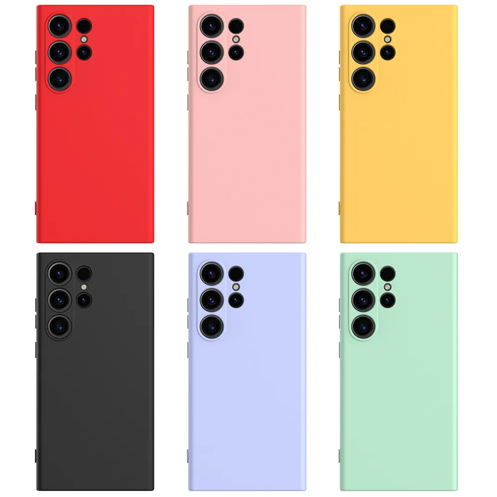 For Samsung Galaxy S24 Ultra Case Liquid Silicone Phone Back Cover with Hand Strap