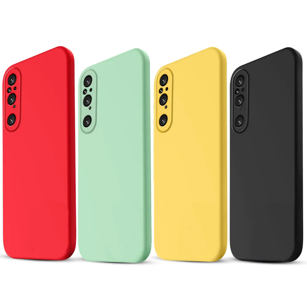For Sony Xperia 1 V Case Liquid Silicone Phone Back Cover with Hand Strap