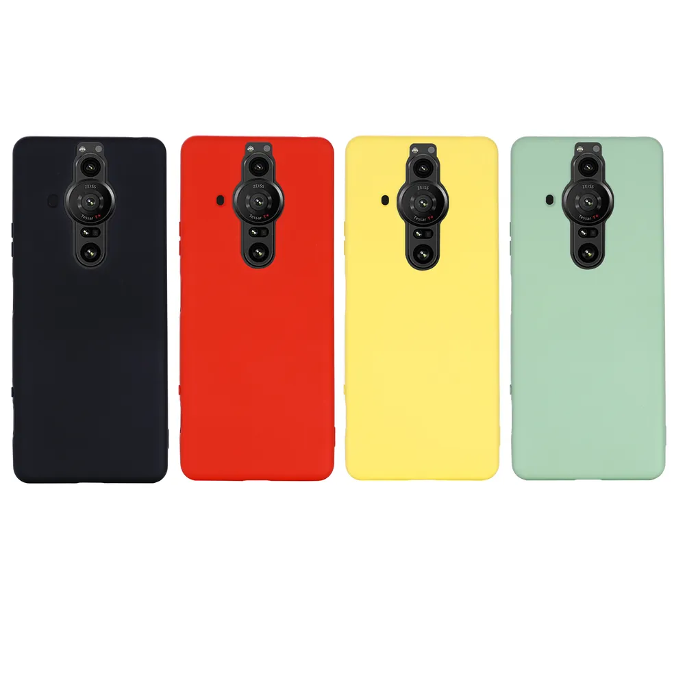 For Sony Xperia Pro I Case Liquid Silicone Phone Back Cover with Hand Strap