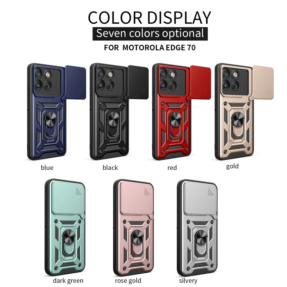 Motorola Moto Edge 70 5G/Moto X70 Air 5G Ring Holder Kickstand Camera Slide Cover Design PC + TPU Phone Back Cover Case