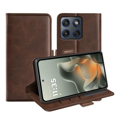 For Motorola Edge 70/X70 Air Double Buckle Wallet Style Folio Flip Leather Case with Stand and Card Slots Function