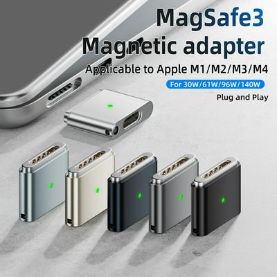 Type-C Female to Magsafe3 Magnetic Fast Charging Adapter PD 100W Adapter to Magsaf3 Connector for Macbook Air/Pro M1/M2/M3/M4