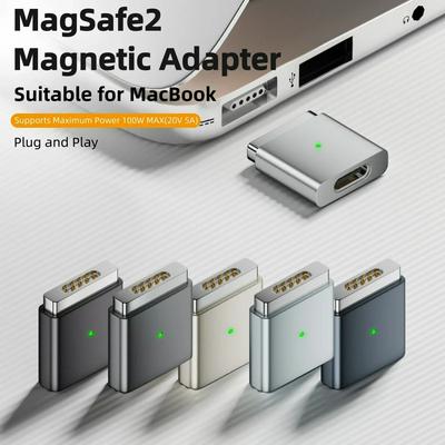2025 New Type-C to MagSafe 2 Adapter, 100W PD Magnetic Charging Converter T-Tip for MacBook Pro/Air, Safe & Fast Charging