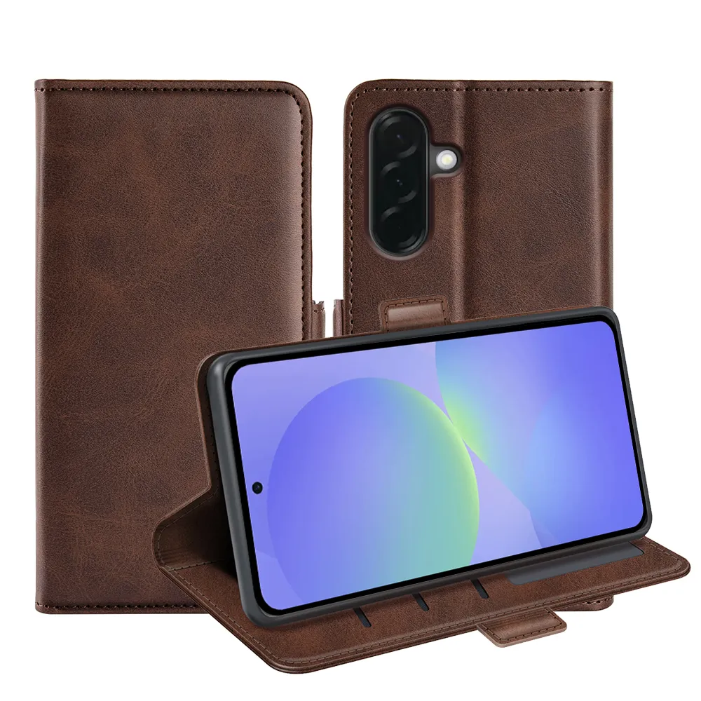 For Samsung Galaxy A37 5G Double Buckle Wallet Style Folio Flip Leather Case with Stand and Card Slots Function