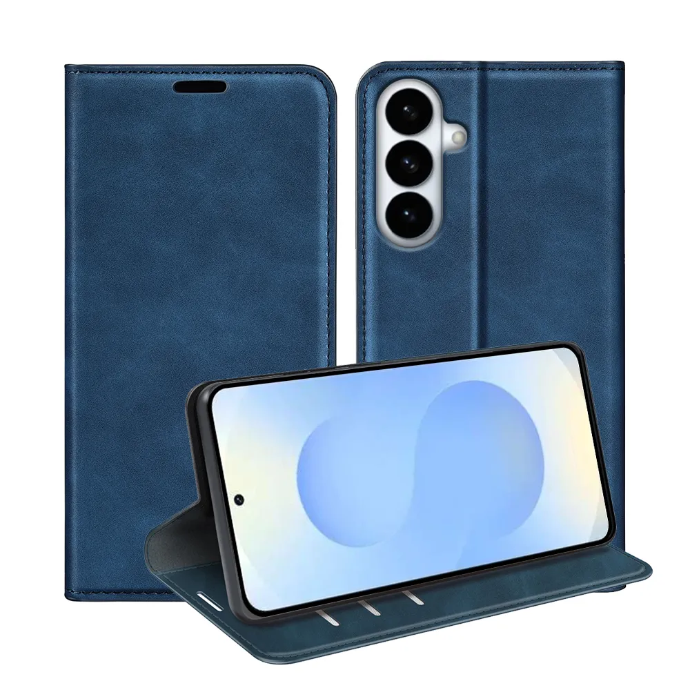 For Samsung Galaxy S26 Plus Skin Feel Magnetic Attraction Flip Leather Wallet Case with Card Slot and Stand