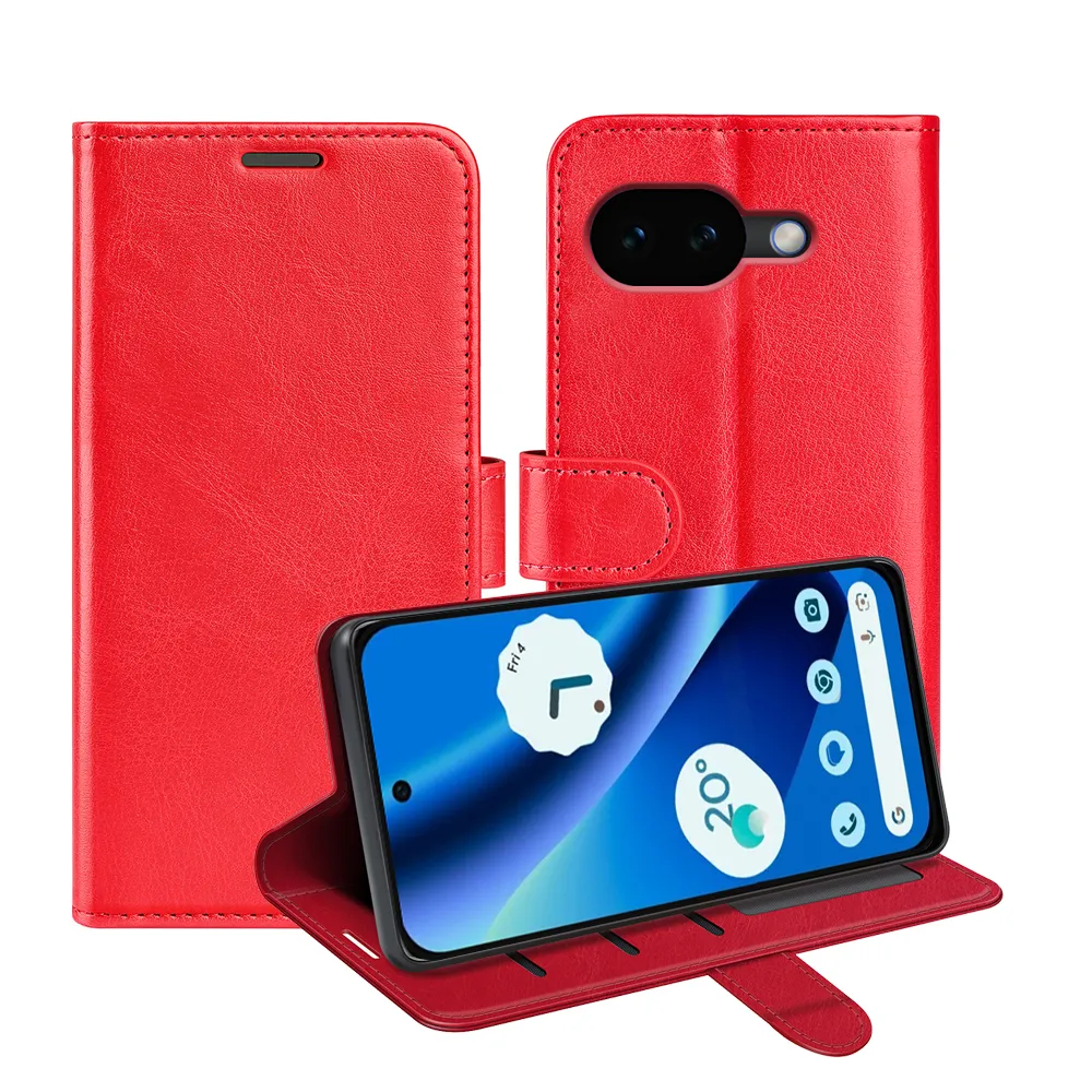 For Google Pixel 10A R64 Pattern Single Folded Edge Folio Flip Leather Wallet Phone Case