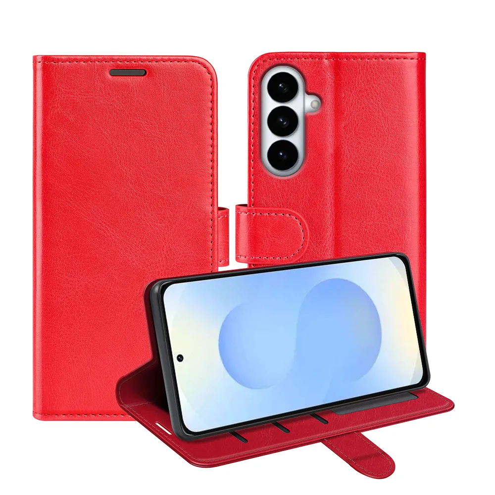 For Samsung Galaxy S26 Plus R64 Pattern Single Folded Edge Folio Flip Leather Wallet Phone Case