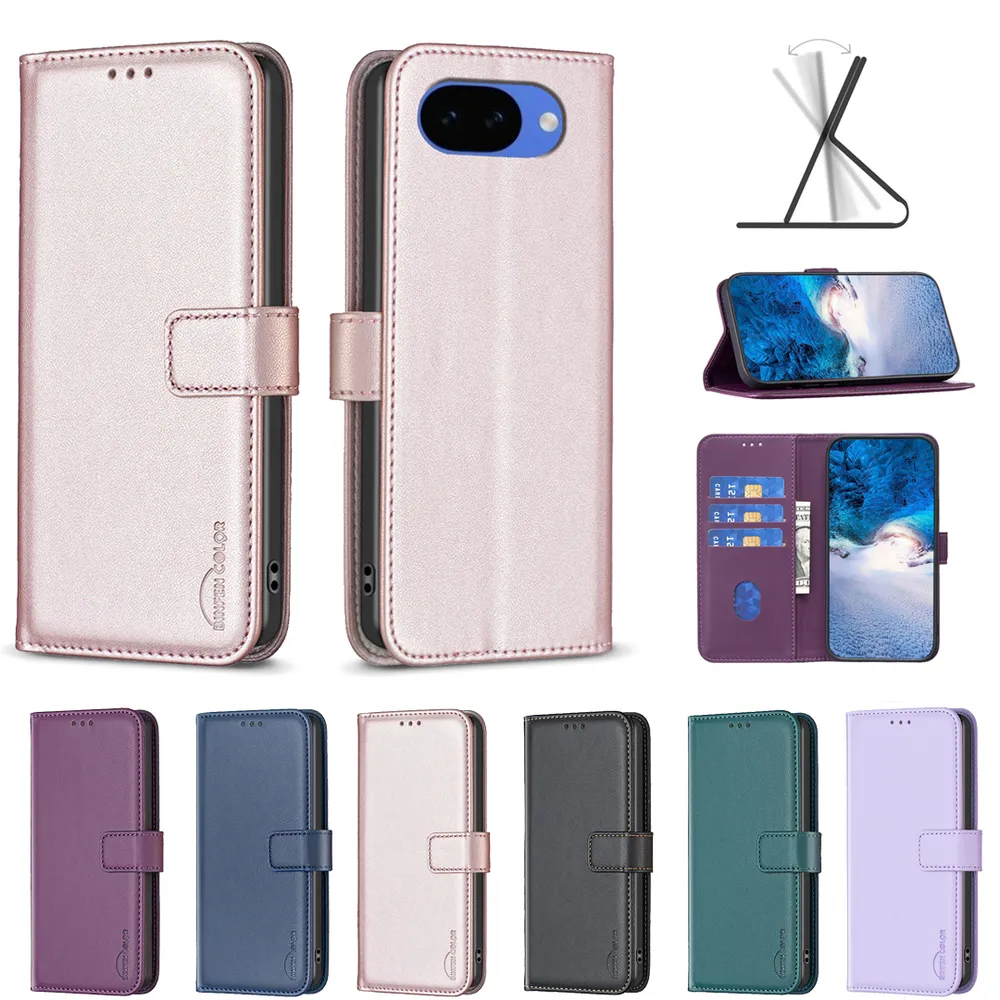 BINFEN COLOR BF17 For Google Pixel 10A PU Leather Wallet Case Magnetic Folio Flip Stand Phone Cover