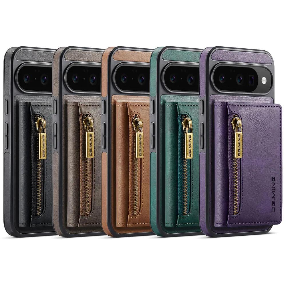 DG.MING M5 Series For Google Pixel 10/Pixel 10 Pro Case Detachable Magnetic Leather Phone Protector with Card Slots