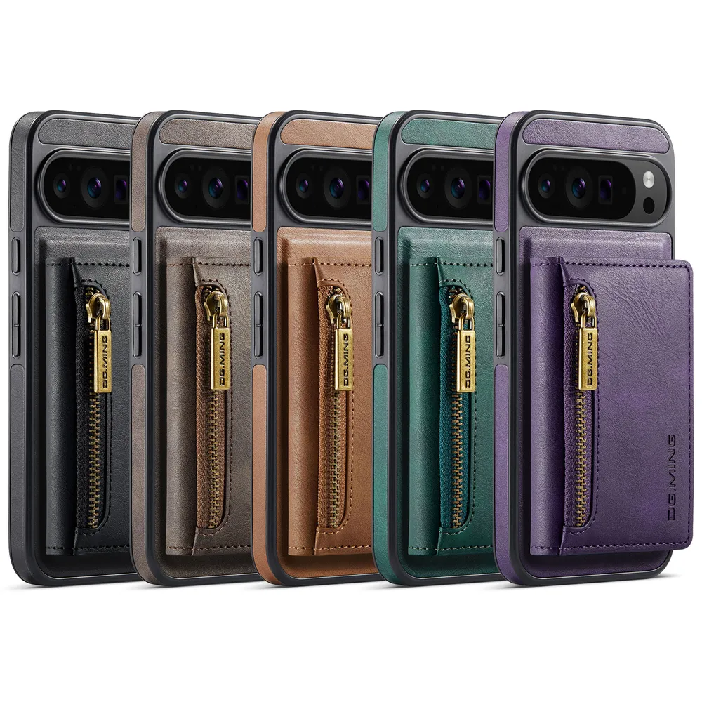 DG.MING M5 Series For Google Pixel 10 Pro XL Case Detachable Magnetic Leather Phone Protector with Card Slots