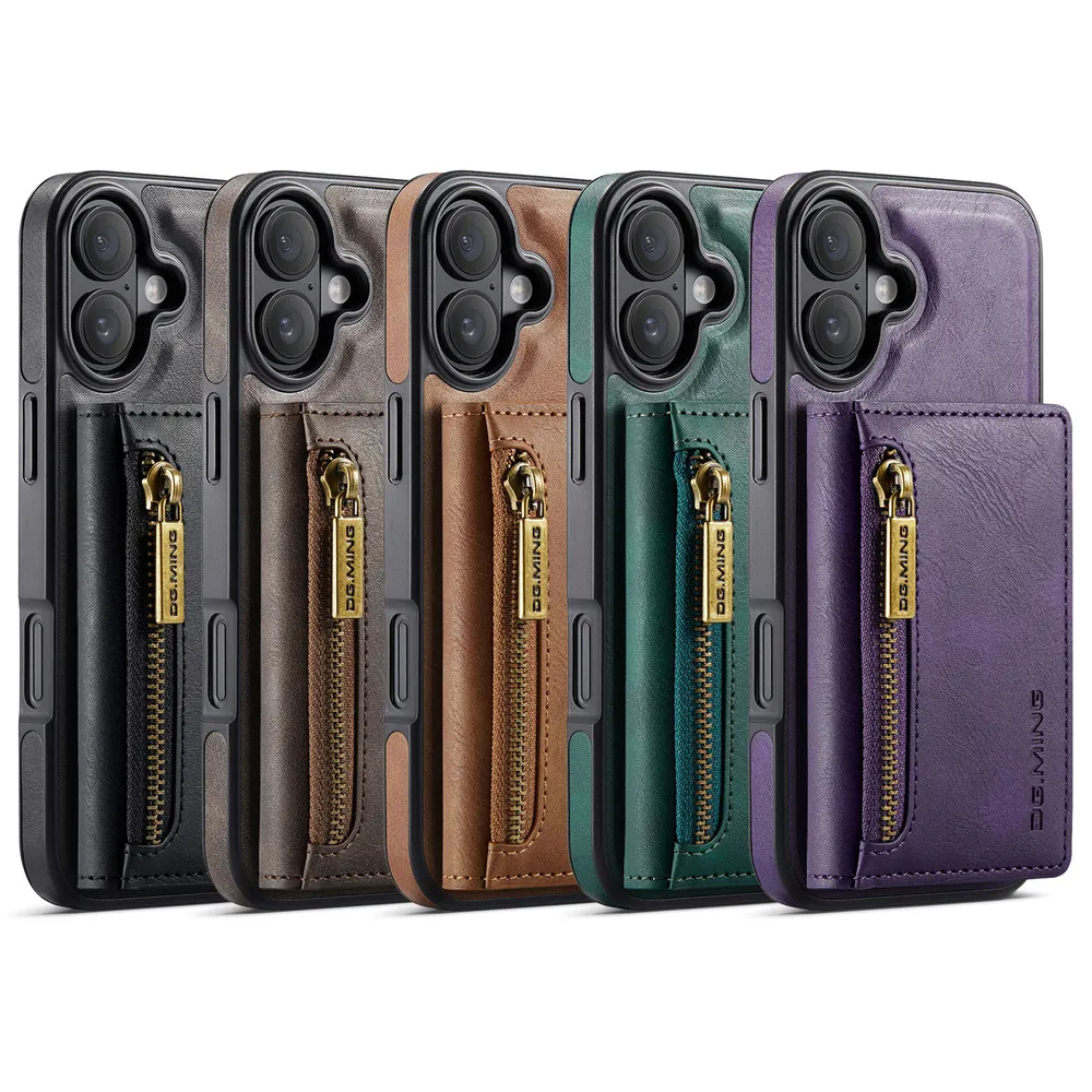 DG.MING M5 Series For iPhone 17 Case Detachable Magnetic Leather Phone Protector with Card Slots