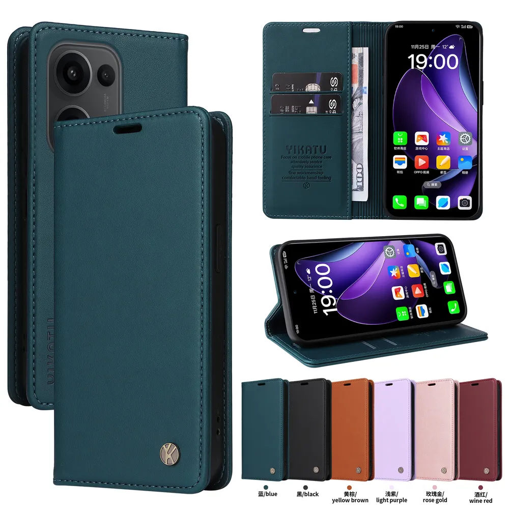 YIKATU YK-001 For OPPO Reno 13 5G Phone Wallet Case Anti-fall Phone Shell Magnetic Closure Flip Leather Cover Stand