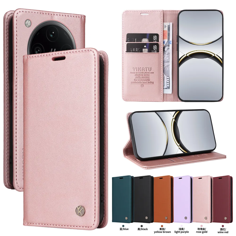 YIKATU YK-001 For OPPO Find X8 Pro 5G Phone Wallet Case Anti-fall Phone Shell Magnetic Closure Flip Leather Cover Stand