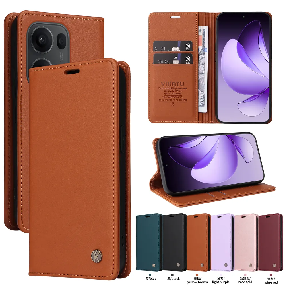 YIKATU YK-001 For OPPO Reno 13 Pro 5G Phone Wallet Case Anti-fall Phone Shell Magnetic Closure Flip Leather Cover Stand