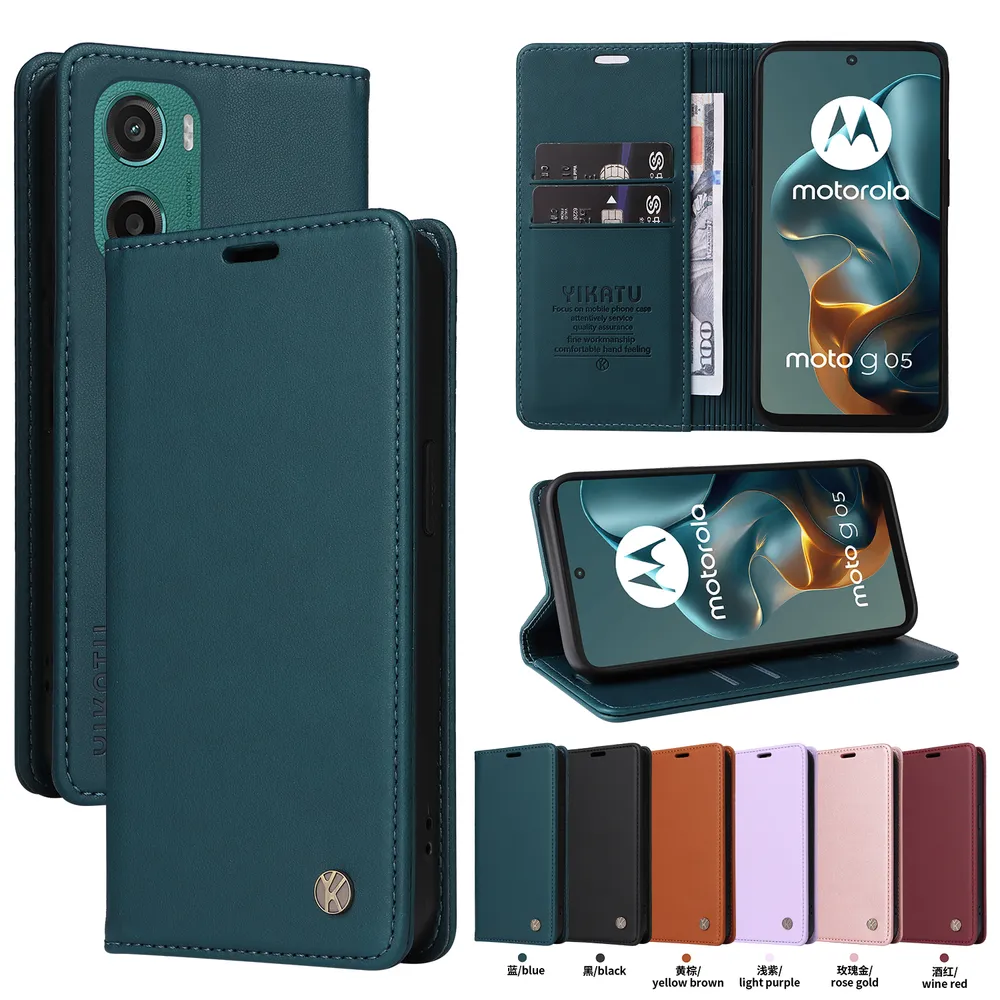 YIKATU YK-001 For Motorola Moto G05 Phone Wallet Case Anti-fall Phone Shell Magnetic Closure Flip Leather Cover Stand