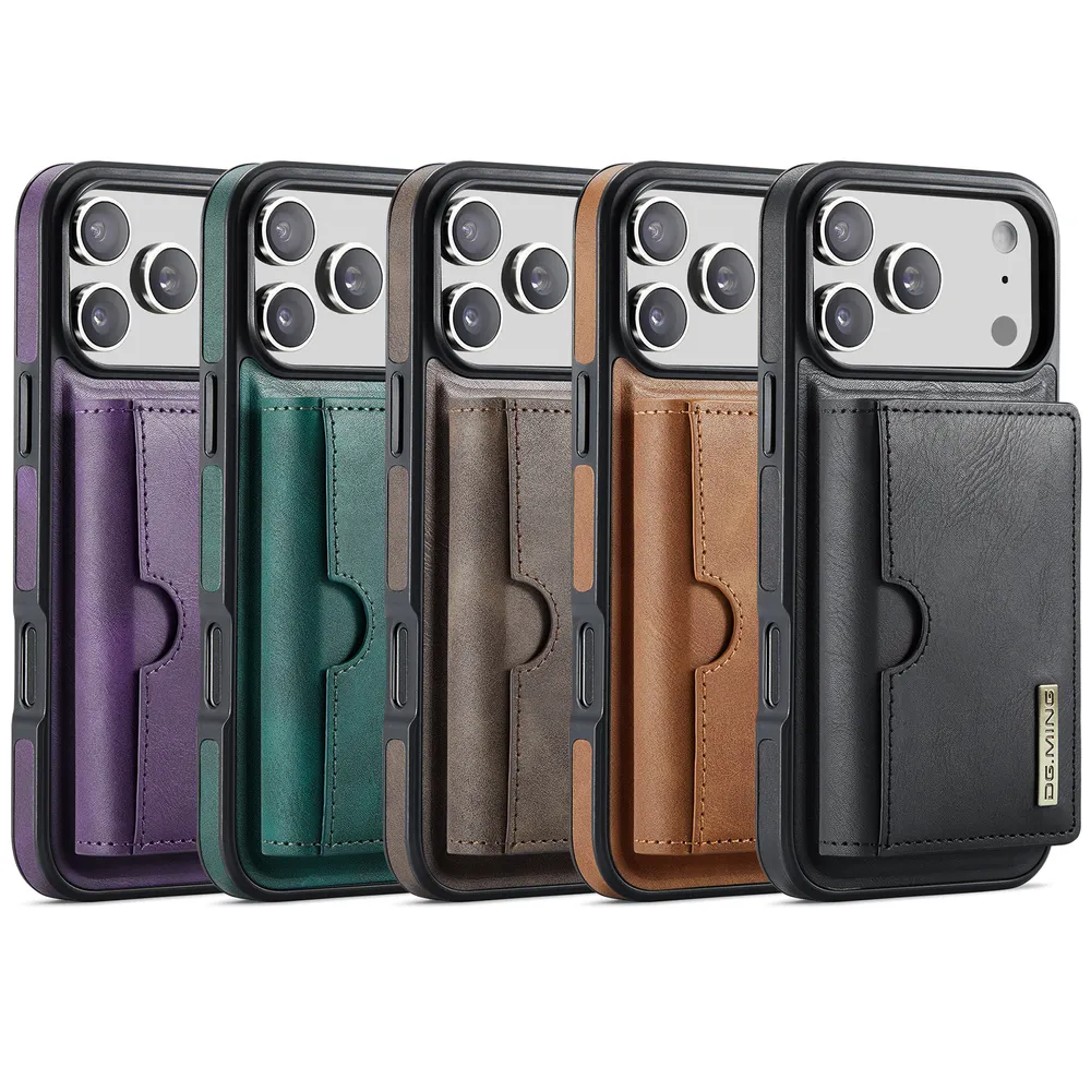 DG.MING M6 Series For iPhone 17 Pro Case Magnetic Wallet PU + PC + TPU Phone Cover