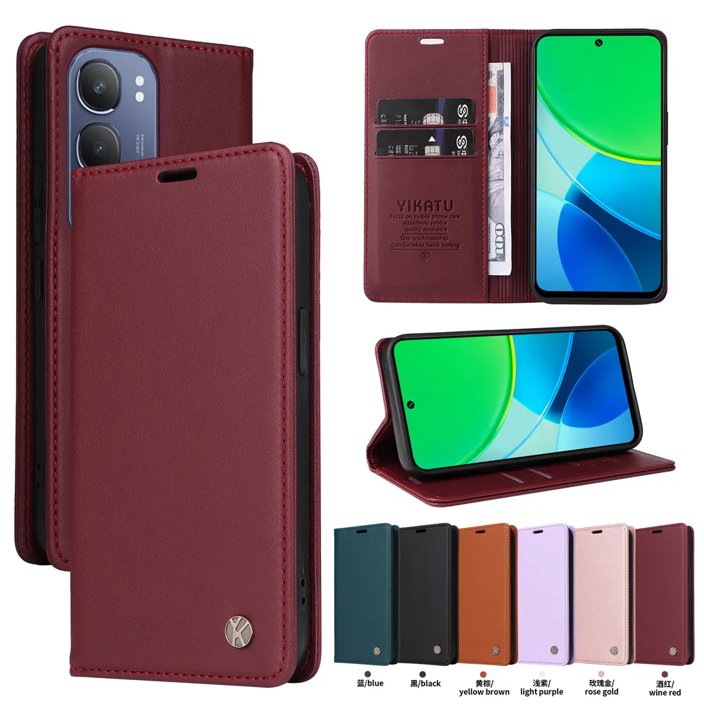 YIKATU YK-001 For VIVO Y19S 4G Phone Wallet Case Anti-fall Phone Shell Magnetic Closure Flip Leather Cover Stand