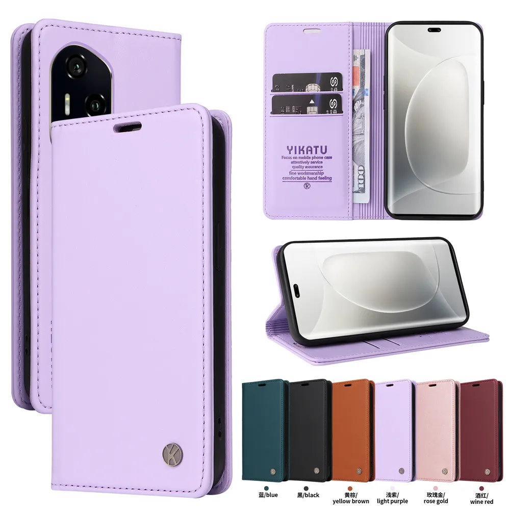 YIKATU YK-001 For Honor 300 Pro 5G/Honor 300 Ultra 5G Phone Wallet Case Anti-fall Phone Shell Magnetic Closure Flip Leather Cover Stand