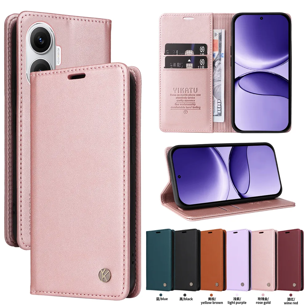 YIKATU YK-001 For Xiaomi POCO F7 5G Phone Wallet Case Anti-fall Phone Shell Magnetic Closure Flip Leather Cover Stand
