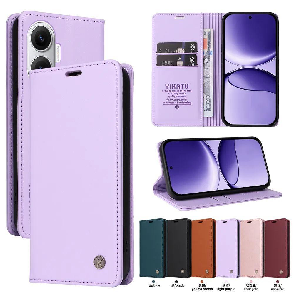 YIKATU YK-001 For Xiaomi Redmi Turbo 4 Pro 5G Phone Wallet Case Anti-fall Phone Shell Magnetic Closure Flip Leather Cover Stand