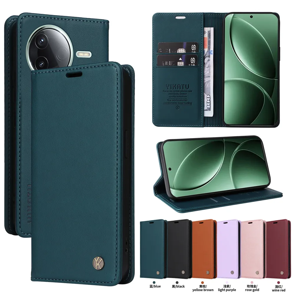 YIKATU YK-001 For Xiaomi Redmi K80 5G/K80 Pro 5G Phone Wallet Case Anti-fall Phone Shell Magnetic Closure Flip Leather Cover Stand