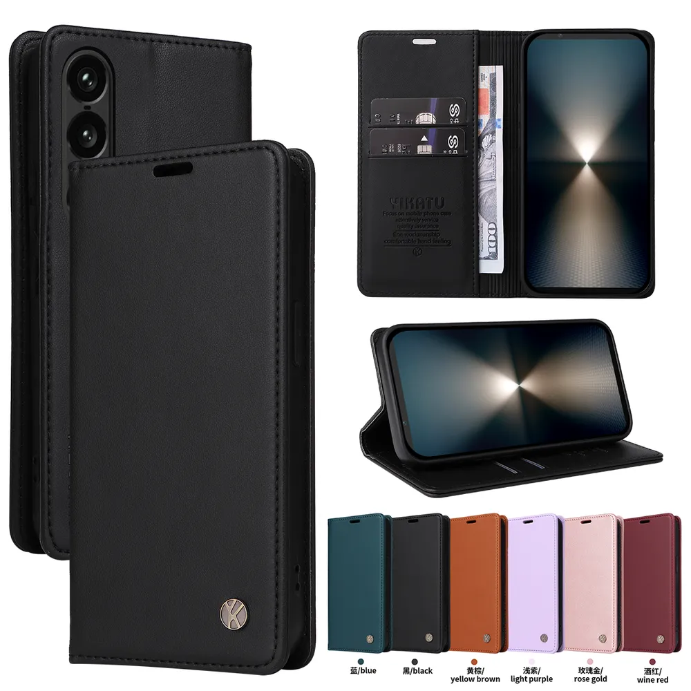 YIKATU YK-001 For Sony Xperia 1 VII Phone Wallet Case Anti-fall Phone Shell Magnetic Closure Flip Leather Cover Stand