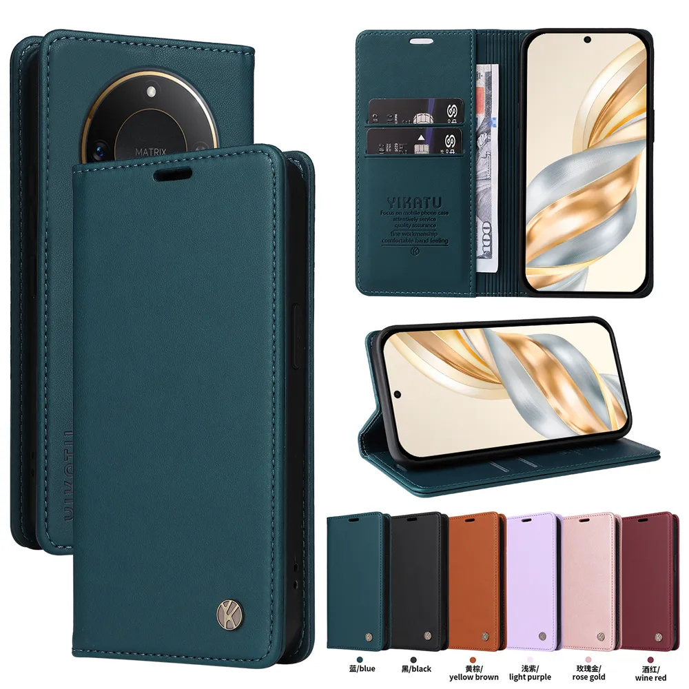 YIKATU YK-001 For Honor X9C Smart 5G Phone Wallet Case Anti-fall Phone Shell Magnetic Closure Flip Leather Cover Stand