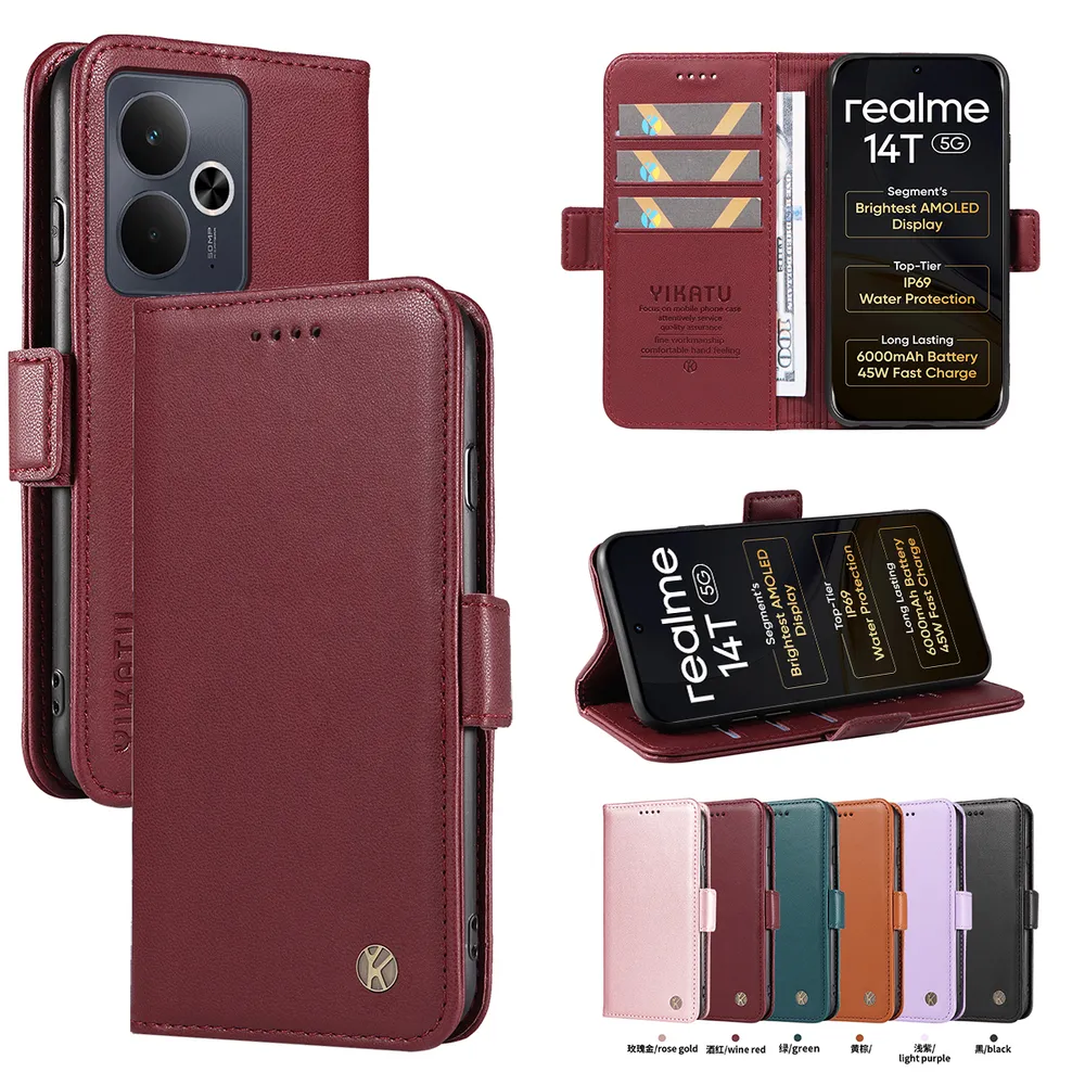 YIKATU YK-003 For OPPO Realme 14T PU Leather Wallet Cover Magnetic Clasp Phone Stand Case