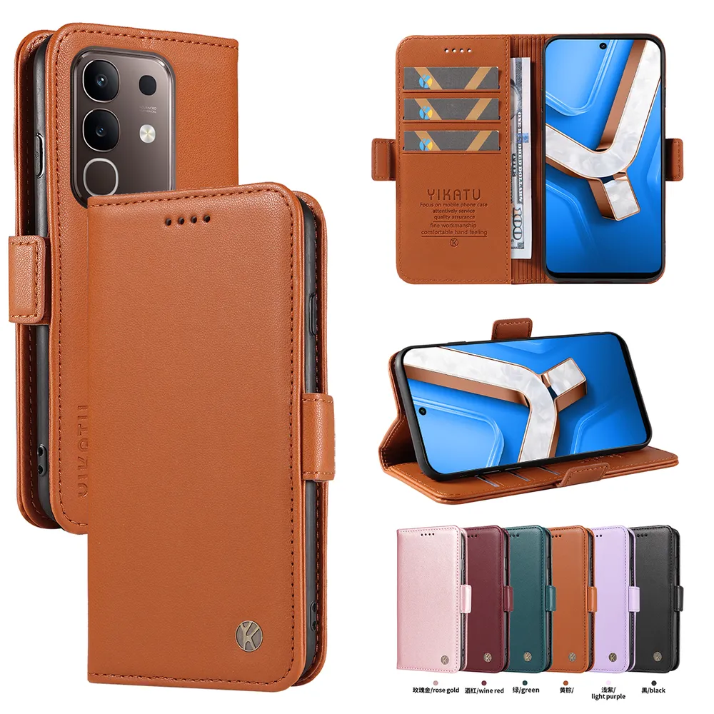 YIKATU YK-003 For VIVO Y29 4G PU Leather Wallet Cover Magnetic Clasp Phone Stand Case