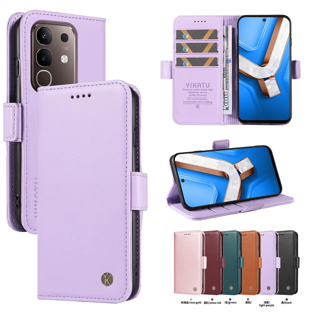 YIKATU YK-003 For VIVO T4X PU Leather Wallet Cover Magnetic Clasp Phone Stand Case
