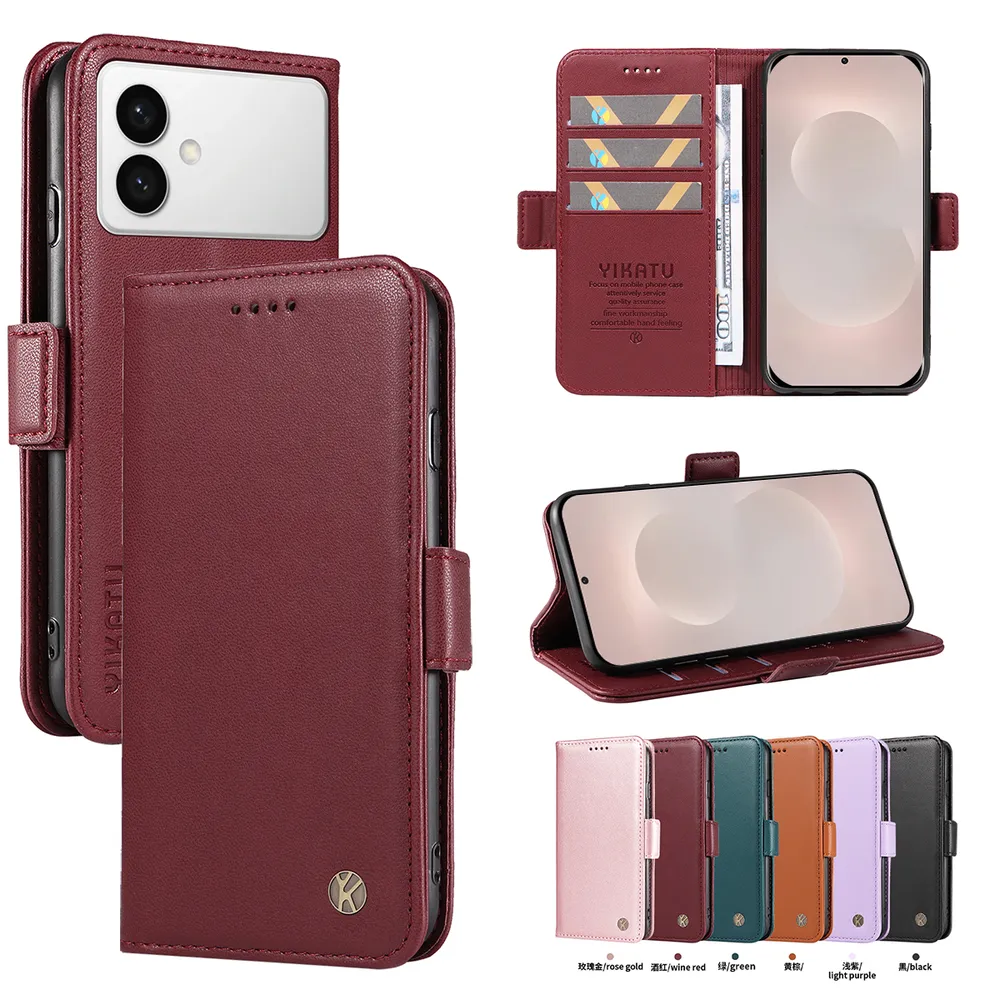 YIKATU YK-003 For Samsung Galaxy S26 Edge PU Leather Wallet Cover Magnetic Clasp Phone Stand Case
