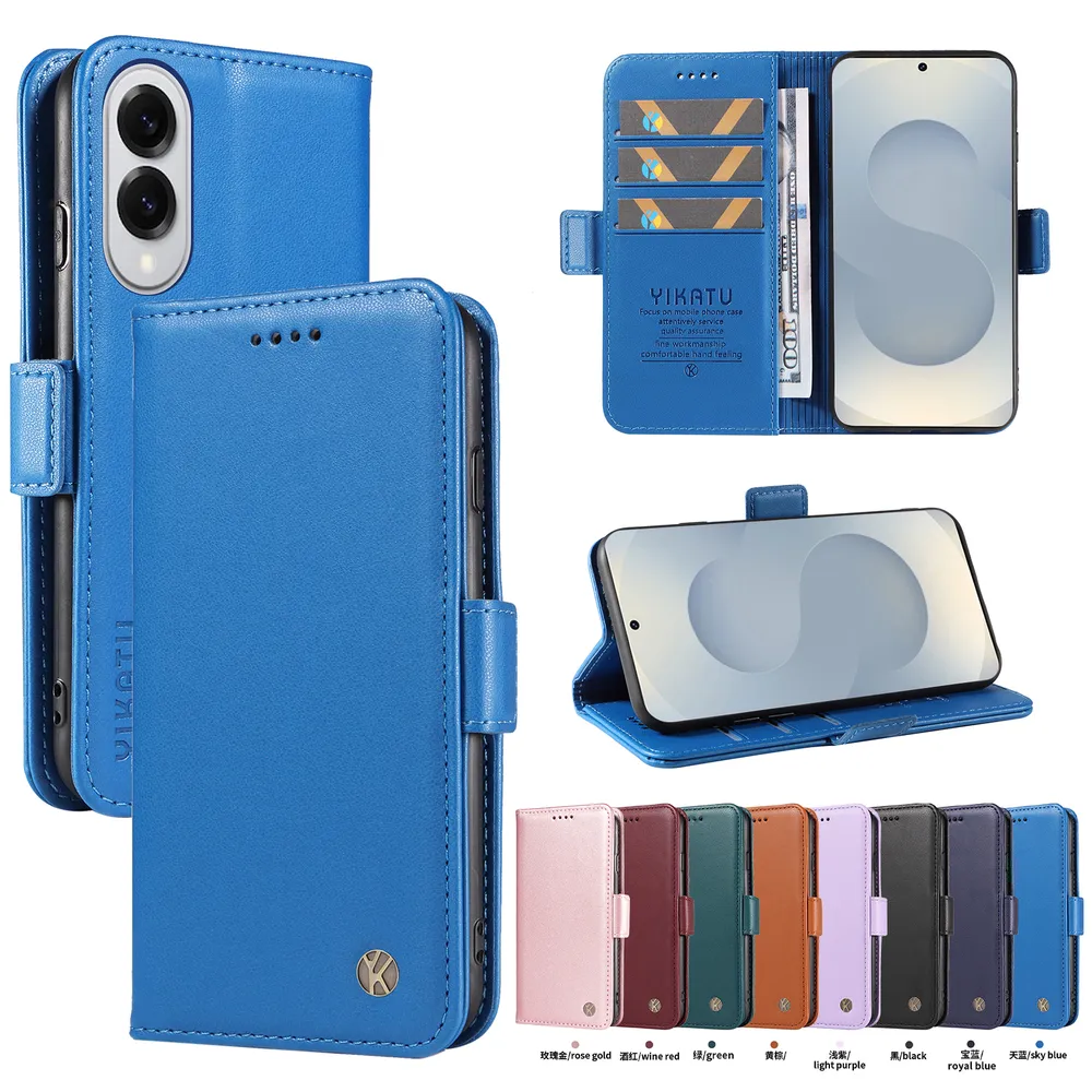 YIKATU YK-003 For Samsung Galaxy S25 Edge PU Leather Wallet Cover Magnetic Clasp Phone Stand Case