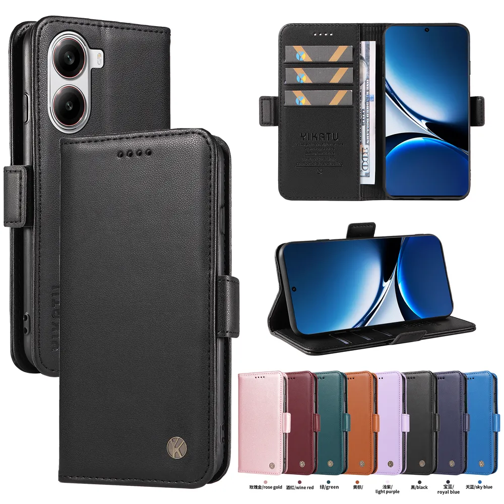 YIKATU YK-003 For Xiaomi Redmi Turbo 4 5G PU Leather Wallet Cover Magnetic Clasp Phone Stand Case