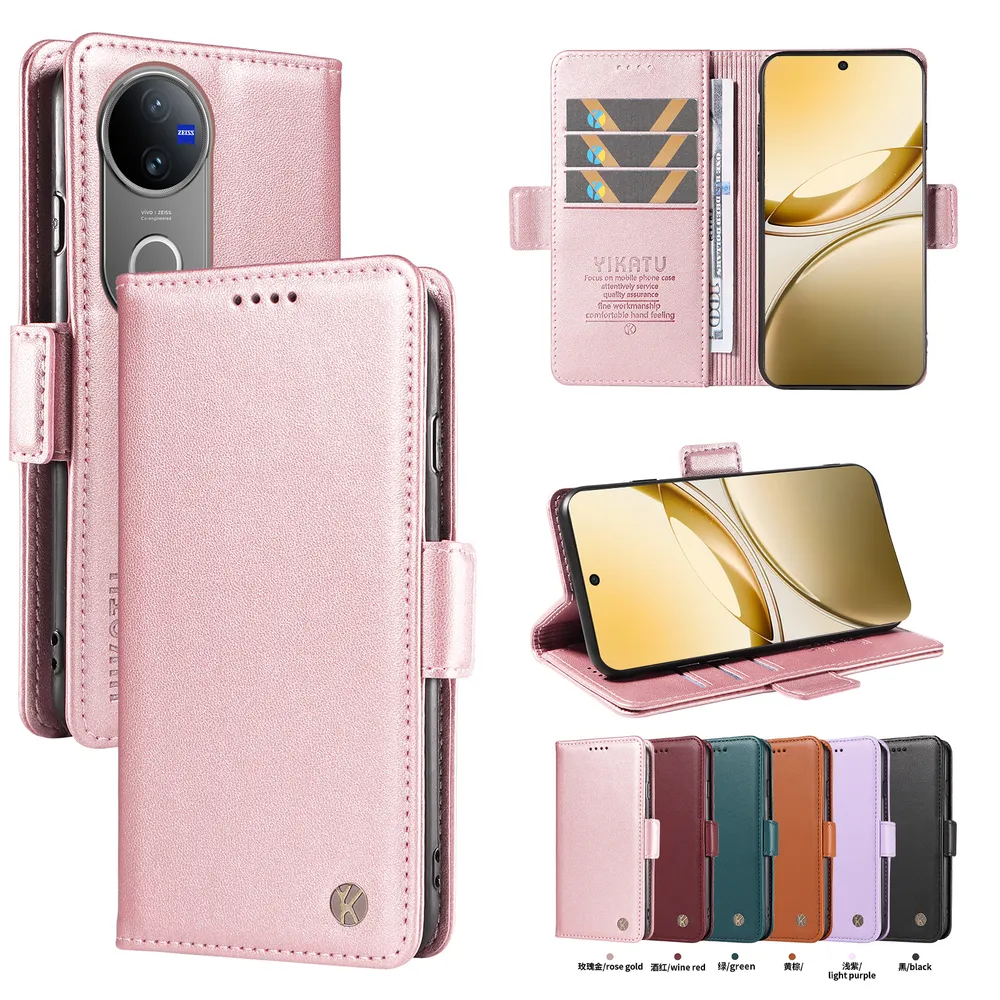 YIKATU YK-003 For VIVO V50 5G PU Leather Wallet Cover Magnetic Clasp Phone Stand Case